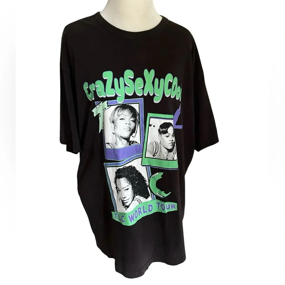 Old Navy Faded Black TLC World Tour Shirt Size Large Tall - Picture 3 of 9